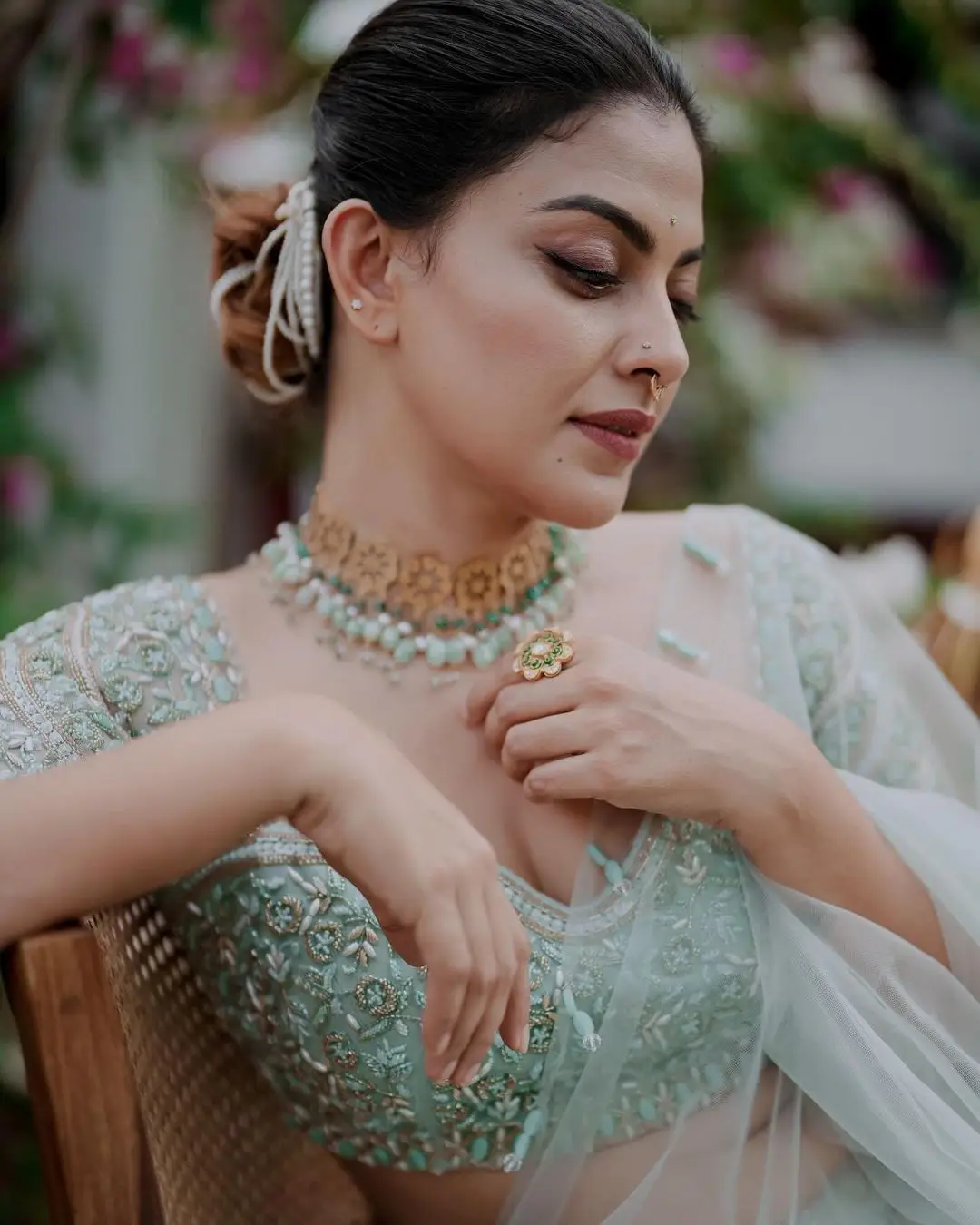 Anusree Nair In South Indian Traditional Green Lehenga Choli